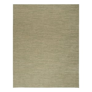 Maklaine Contemporary 9' x 12' Green Gold Polypropylene Area Rug