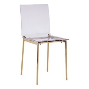 Maklaine Clear Acrylic Chiaro Dining Chair with Gold Legs (Set of 2)