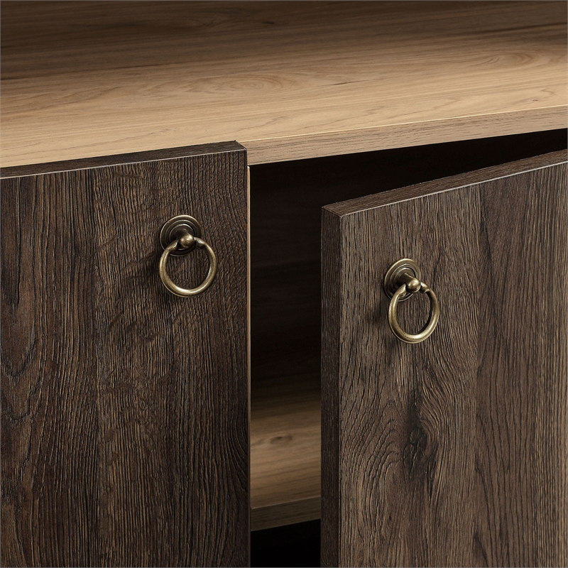 Maklaine Contemporary Storage Display Cabinet Bookshelf in Dark Walnut