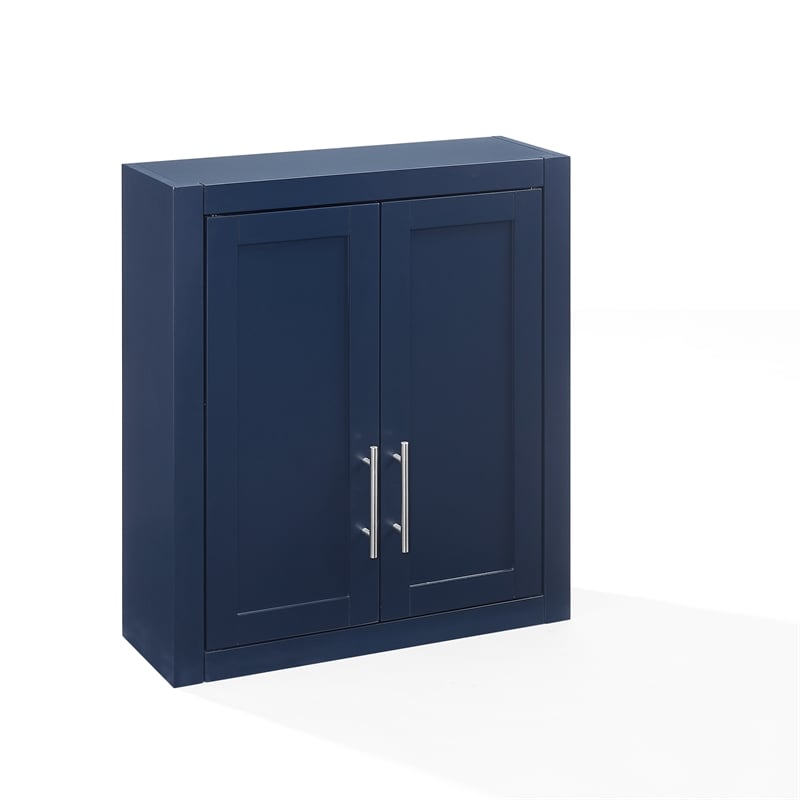 Maklaine Contemporary Engineered Wood Wall Mounted Storage Cabinet in Navy