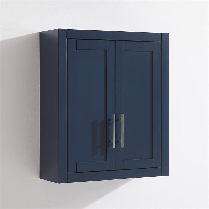 Maklaine Contemporary Engineered Wood Wall Mounted Storage Cabinet in Navy