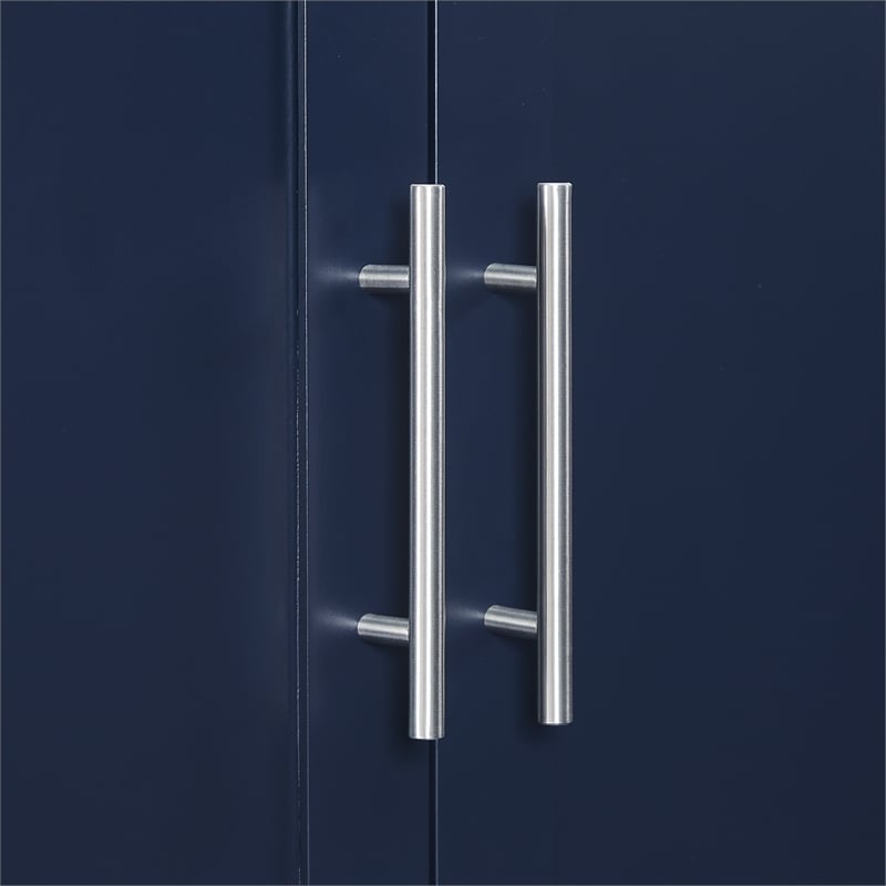 Maklaine Contemporary Engineered Wood Wall Mounted Storage Cabinet in Navy