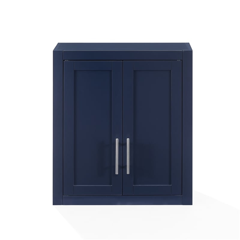 Maklaine Contemporary Engineered Wood Wall Mounted Storage Cabinet in Navy