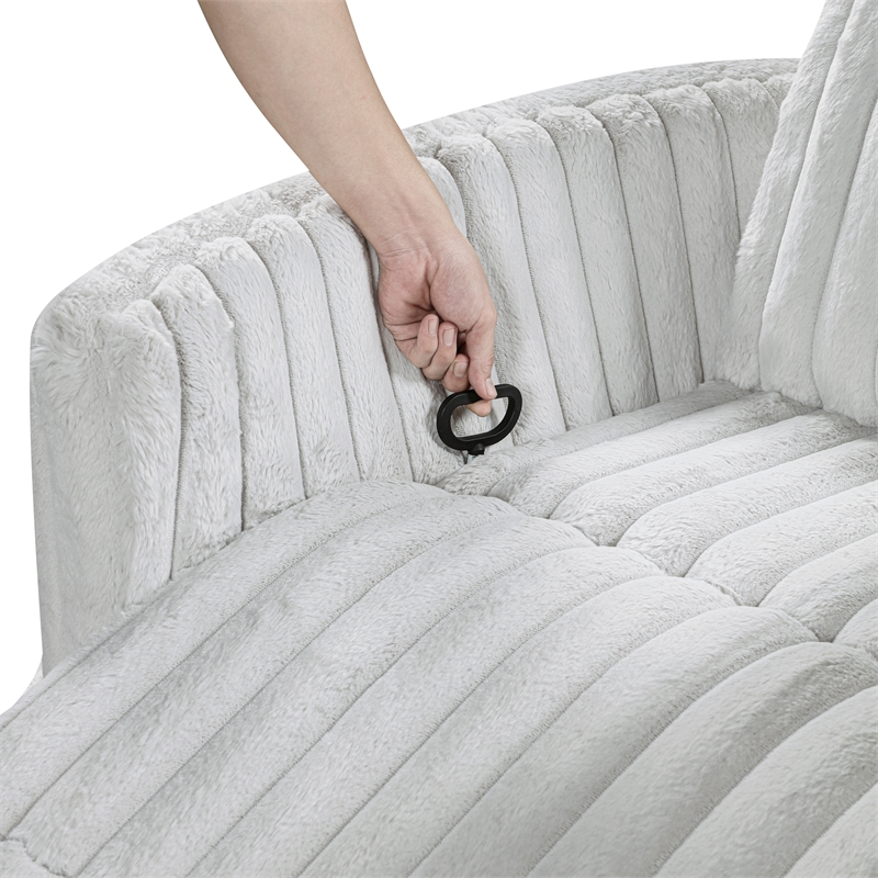 Maklaine Contemporary Corduroy Swivel Glider Reclining Chair in Gray