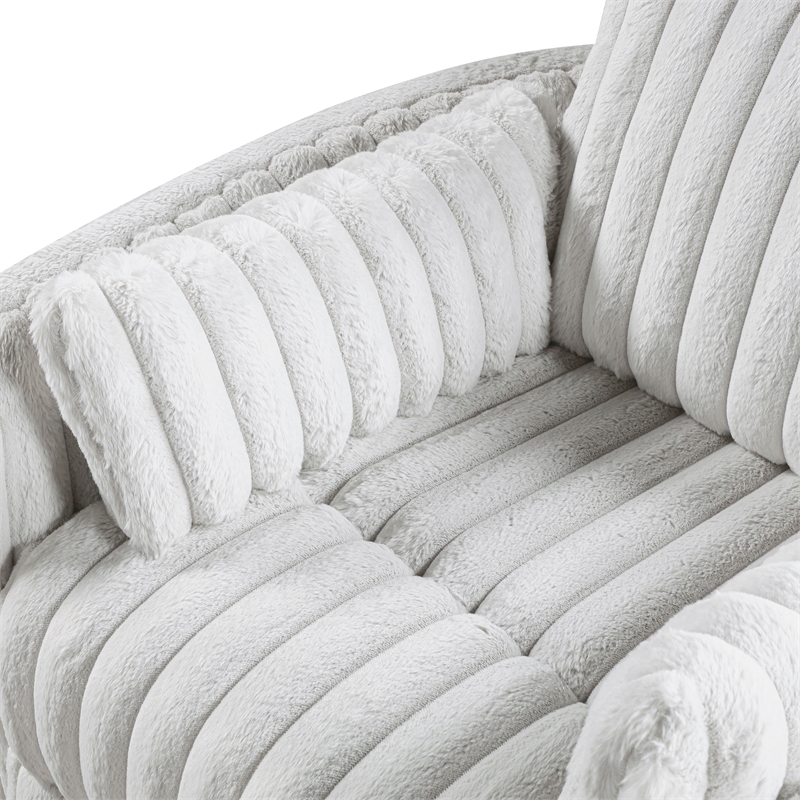 Maklaine Contemporary Corduroy Swivel Glider Reclining Chair in Gray