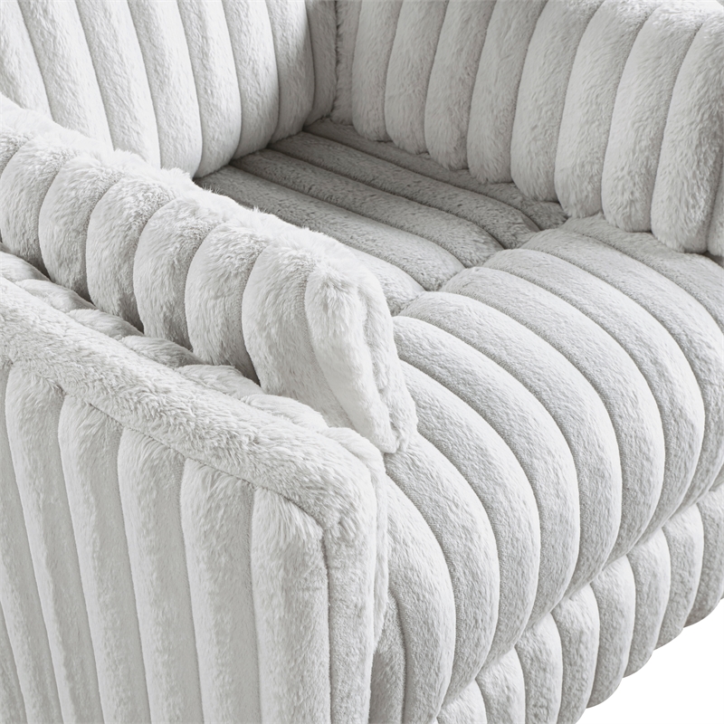 Maklaine Contemporary Corduroy Swivel Glider Reclining Chair in Gray