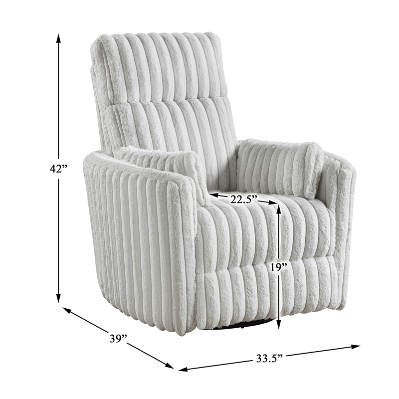 Maklaine Contemporary Corduroy Swivel Glider Reclining Chair in Gray