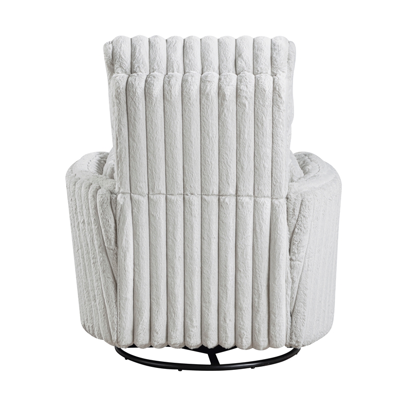 Maklaine Contemporary Corduroy Swivel Glider Reclining Chair in Gray