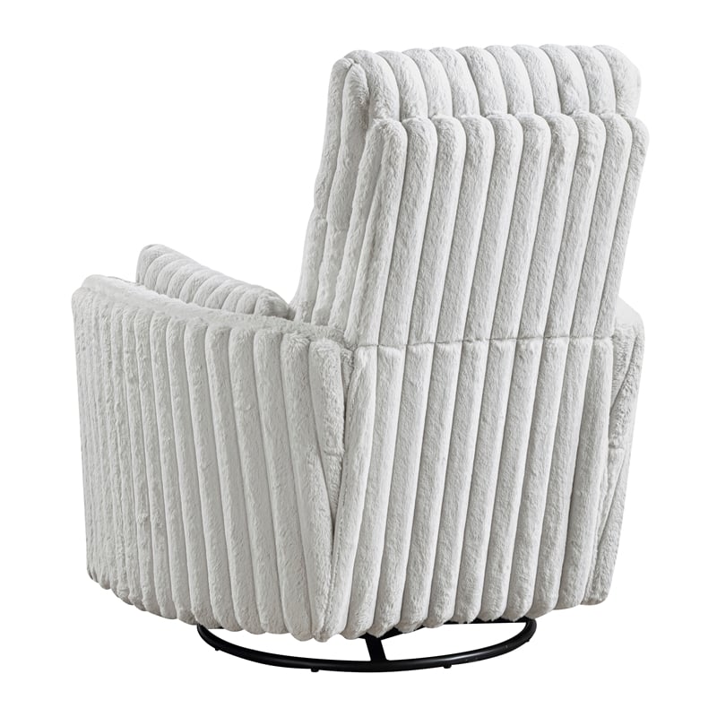 Maklaine Contemporary Corduroy Swivel Glider Reclining Chair in Gray