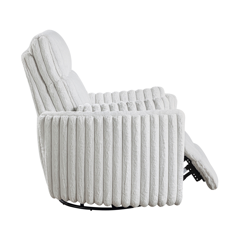 Maklaine Contemporary Corduroy Swivel Glider Reclining Chair in Gray