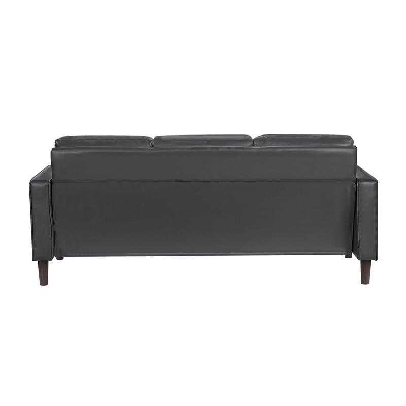 Maklaine Modern / Contemporary Faux Leather Upholstered Sofa in Dark Gray
