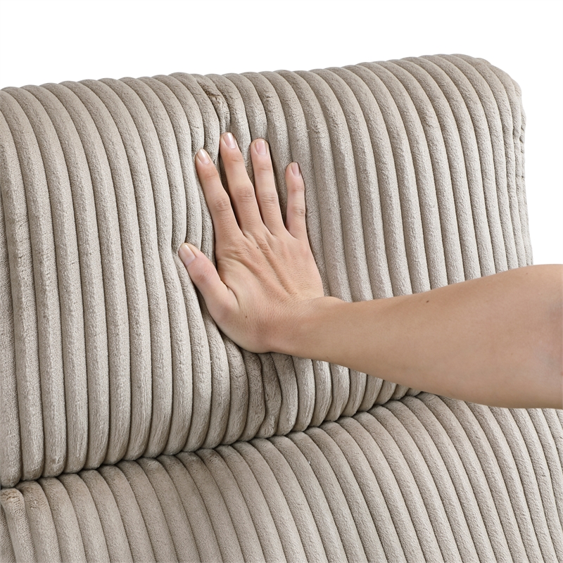 Maklaine Contemporary Corduroy Swivel Glider Reclining Chair in Taupe