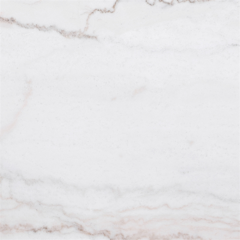 Maklaine Round Marble Top Side End Table in White and Charcoal