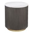 Maklaine Round Marble Top Side End Table in White and Charcoal