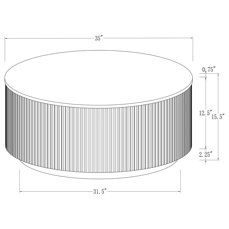 Maklaine Round Marble Top Coffee Table in White and Charcoal