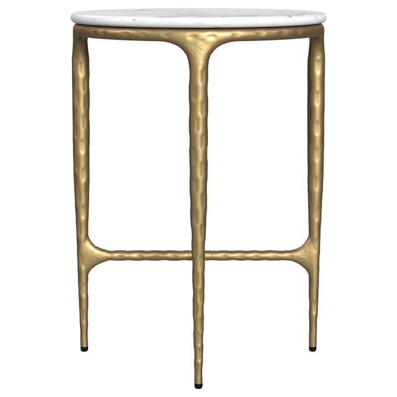 Maklaine Marble White Side Table Round Durable Assembled