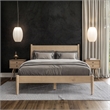 Maklaine Mid-Century Wood 2 Drawer Light Oak Finish Nightstand