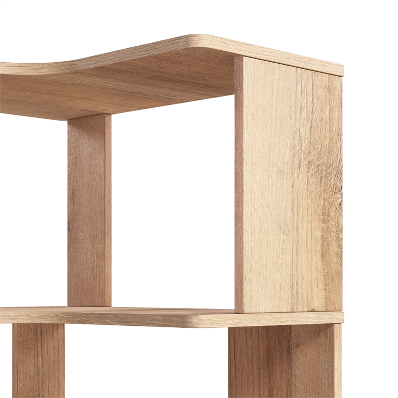 Maklaine 6-Tier Natural Oak Modern Mid-Century Corner Bookcase