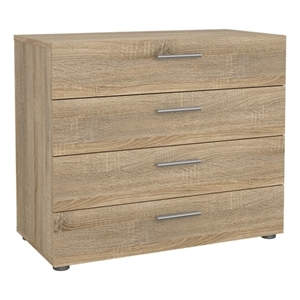 Maklaine Contemporary 31&quotW 4-Drawer Bedroom Storage Chest in Oak