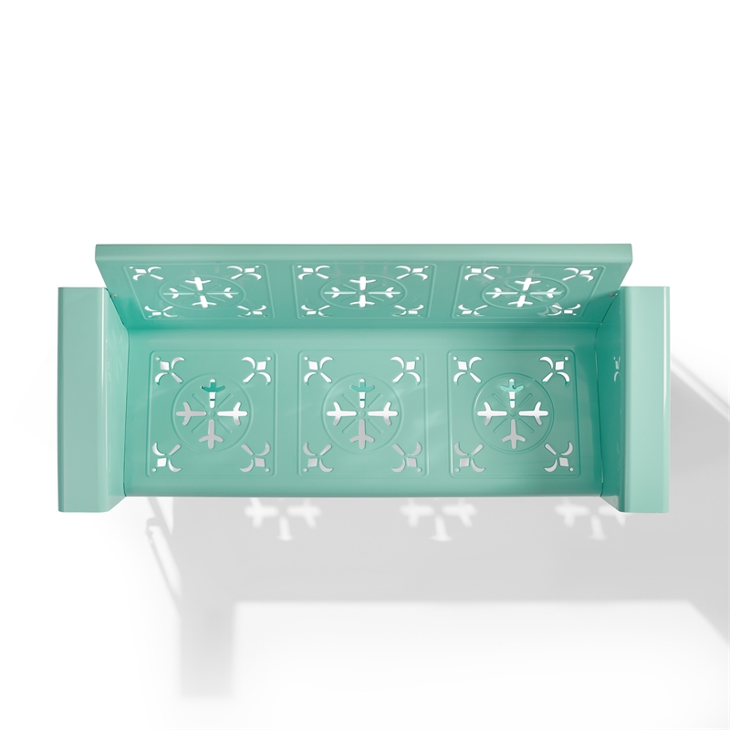 Maklaine Contemporary Retro Outdoor Sofa Glider in Aqua Gloss