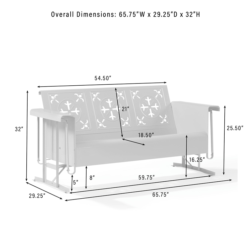 Maklaine Contemporary Retro Outdoor Sofa Glider in Aqua Gloss
