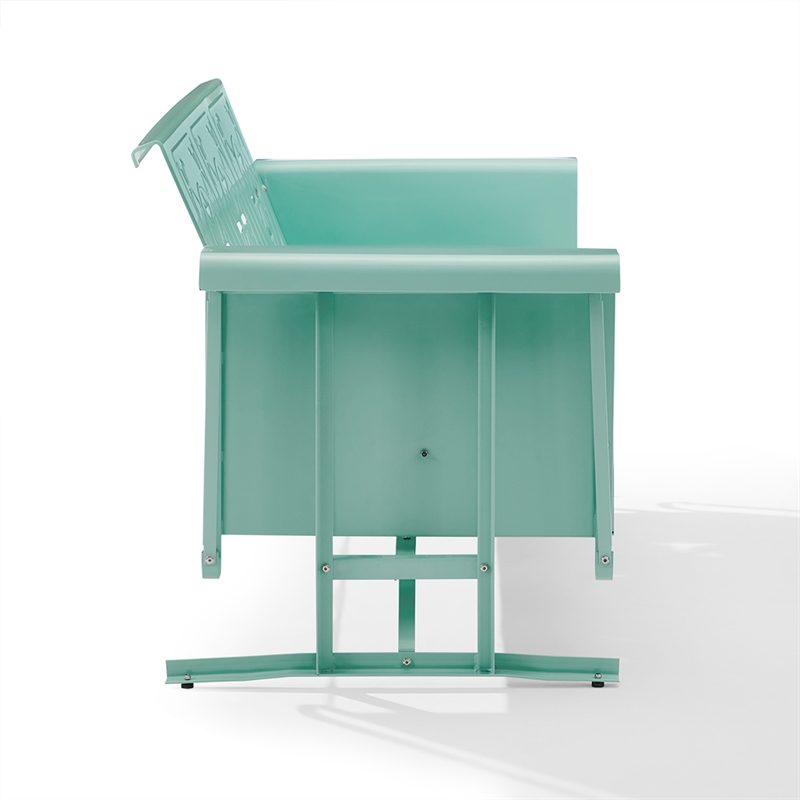 Maklaine Contemporary Retro Outdoor Sofa Glider in Aqua Gloss