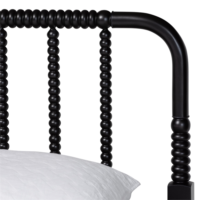 Maklaine Farmhouse Black Spindle Wood King Size Platform Bed