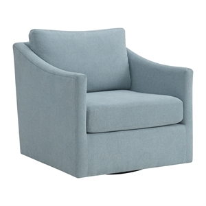 Maklaine Transitional Wood Swivel Chair in Freya Light Blue Finish