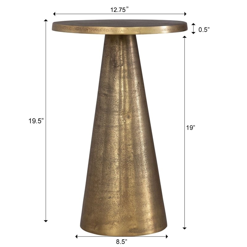 Maklaine Contemporary Accent Aluminum Table in Antique Brass