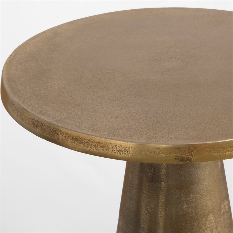 Maklaine Contemporary Accent Aluminum Table in Antique Brass