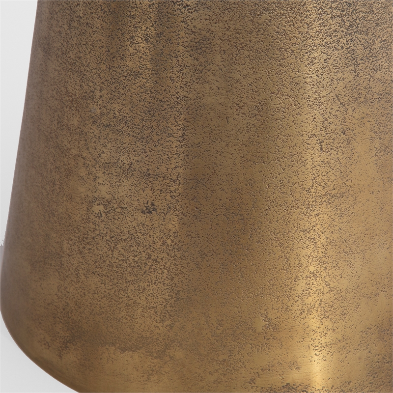 Maklaine Contemporary Accent Aluminum Table in Antique Brass