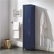 Maklaine Contemporary Engineered Wood Linen Storage Cabinet in Navy
