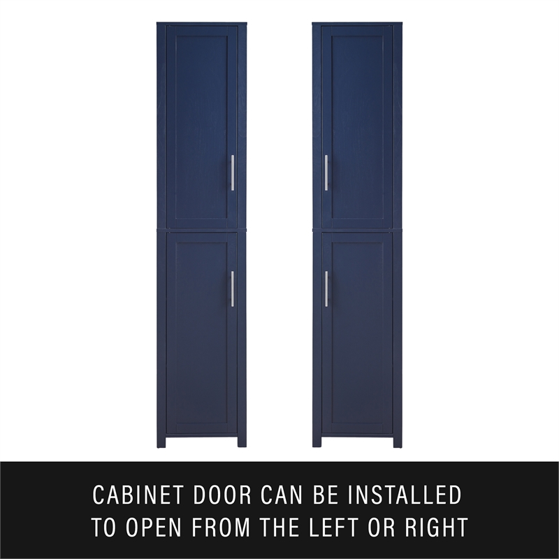 Maklaine Contemporary Engineered Wood Linen Storage Cabinet in Navy