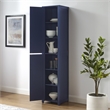 Maklaine Contemporary Engineered Wood Linen Storage Cabinet in Navy