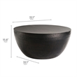 Maklaine Contemporary 32 Inch Metal Hammered Coffee Table in Black