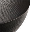 Maklaine Contemporary 32 Inch Metal Hammered Coffee Table in Black