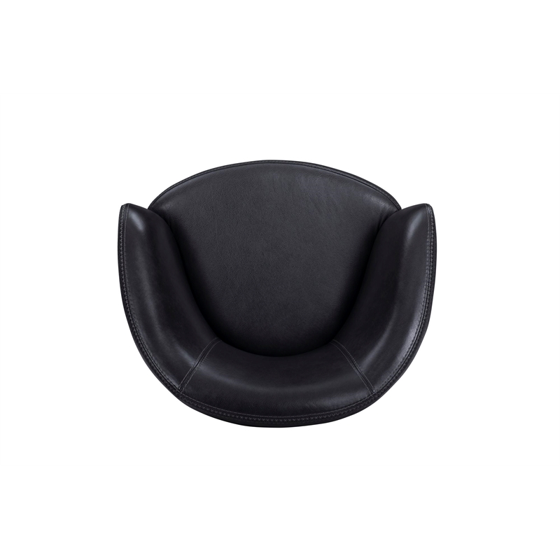 Maklaine Vintage Onyx Genuine Italian Leather Swivel Club Chair