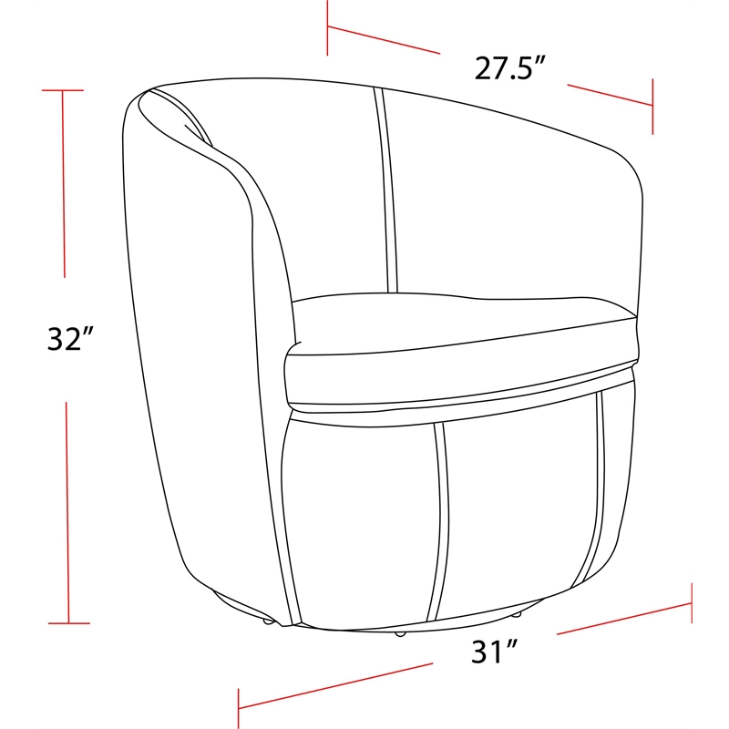 Maklaine Vintage Onyx Genuine Italian Leather Swivel Club Chair