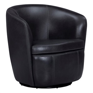 Maklaine Vintage Onyx Genuine Italian Leather Swivel Club Chair