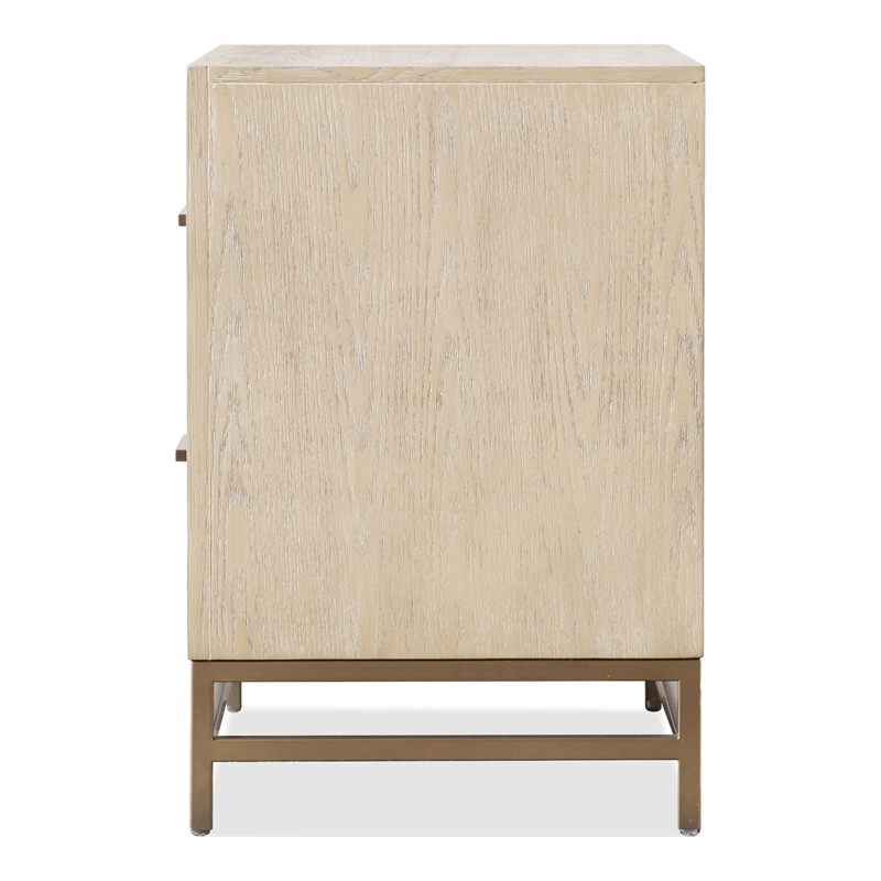 Maklaine Transitional Wood 2-Drawer Nightstand in Light Oak Finish