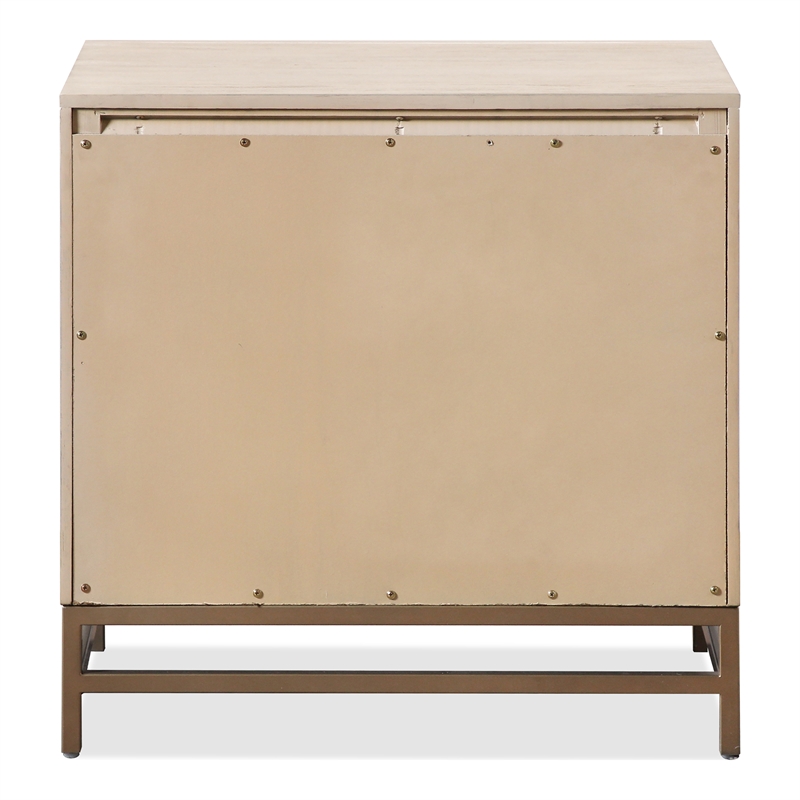 Maklaine Transitional Wood 2-Drawer Nightstand in Light Oak Finish