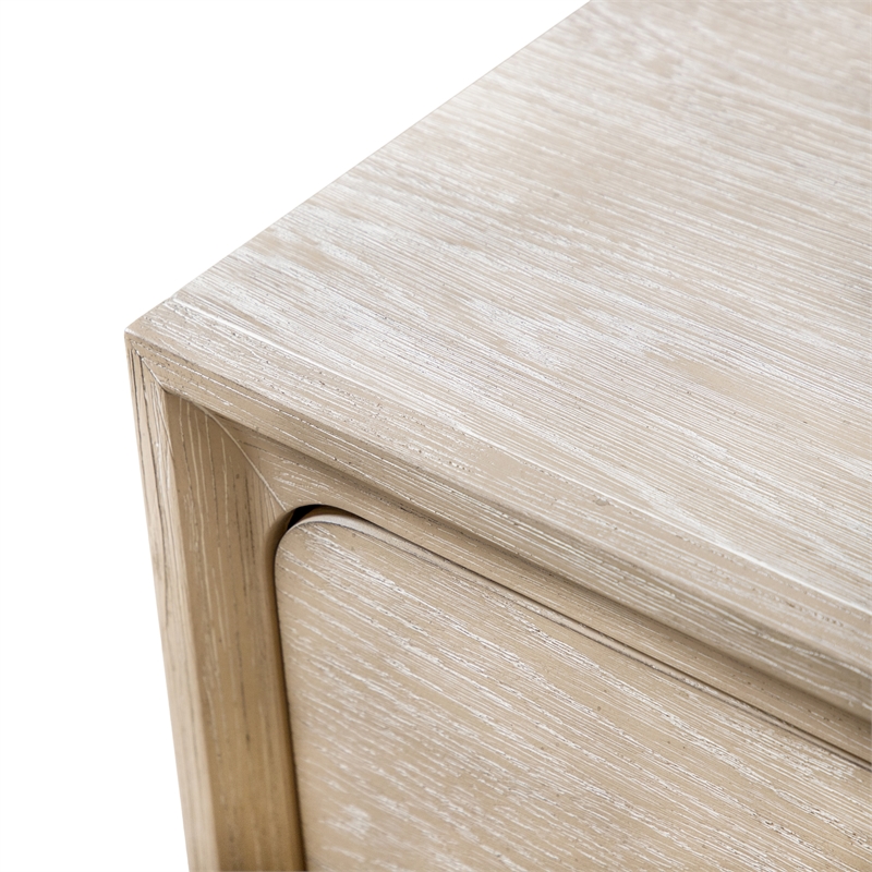 Maklaine Transitional Wood 2-Drawer Nightstand in Light Oak Finish
