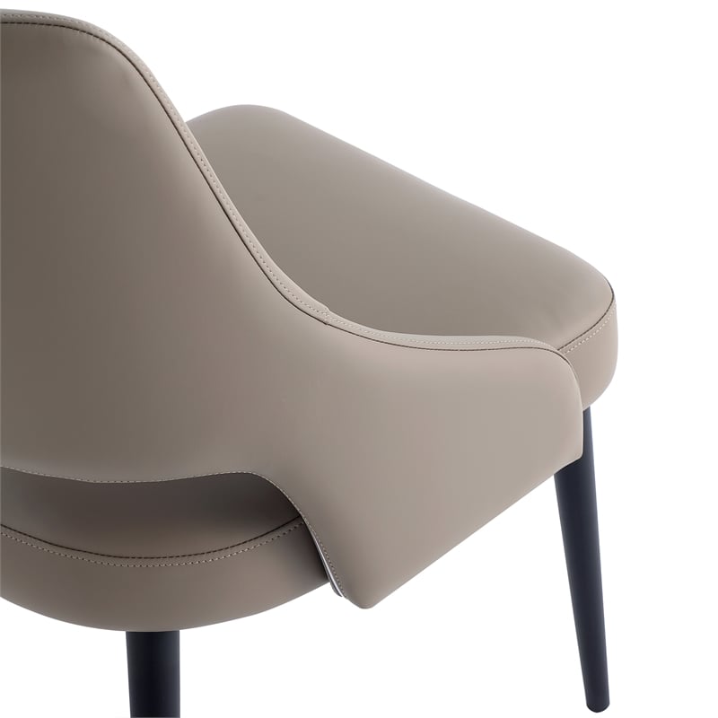 Maklaine Contemporary Taupe Leatherette Dining Chair with Metal Legs