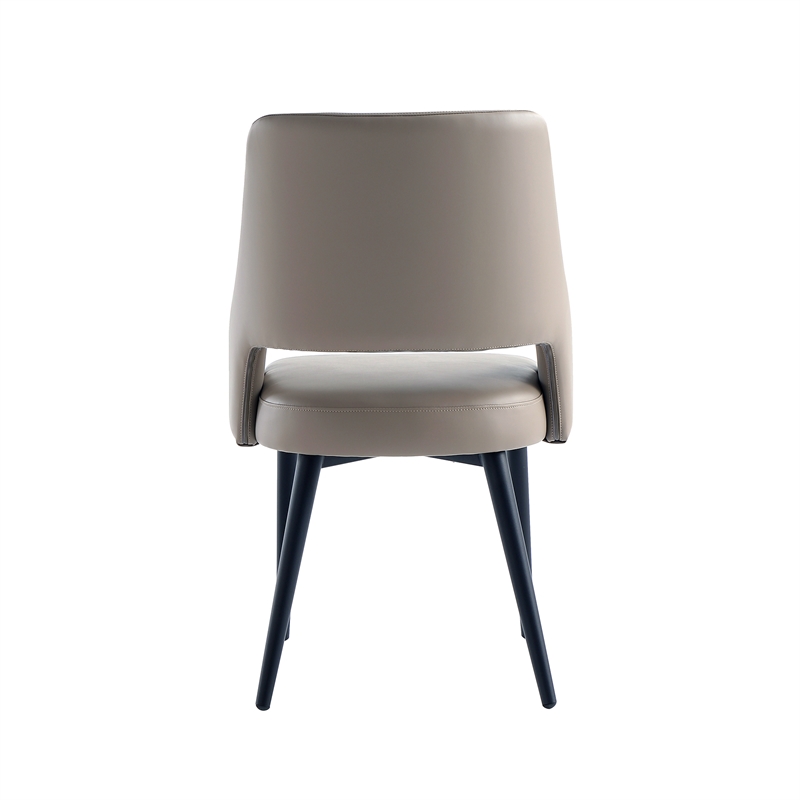 Maklaine Contemporary Taupe Leatherette Dining Chair with Metal Legs