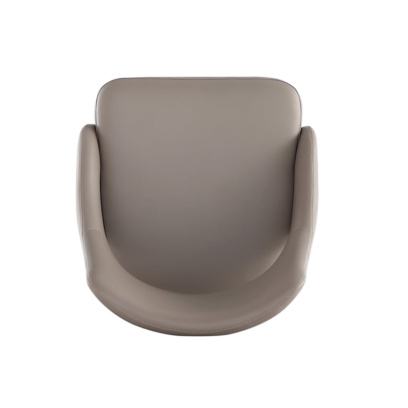 Maklaine Contemporary Taupe Leatherette Dining Chair with Metal Legs