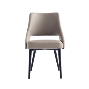 Maklaine Contemporary Taupe Leatherette Dining Chair with Metal Legs