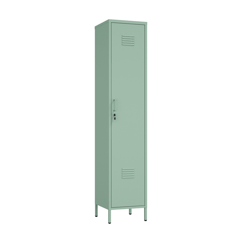 Maklaine 15 Single Locker Storage Cabinet with 5 Adjustable Shelves in Green