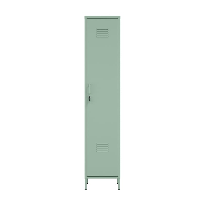Maklaine 15 Single Locker Storage Cabinet with 5 Adjustable Shelves in Green
