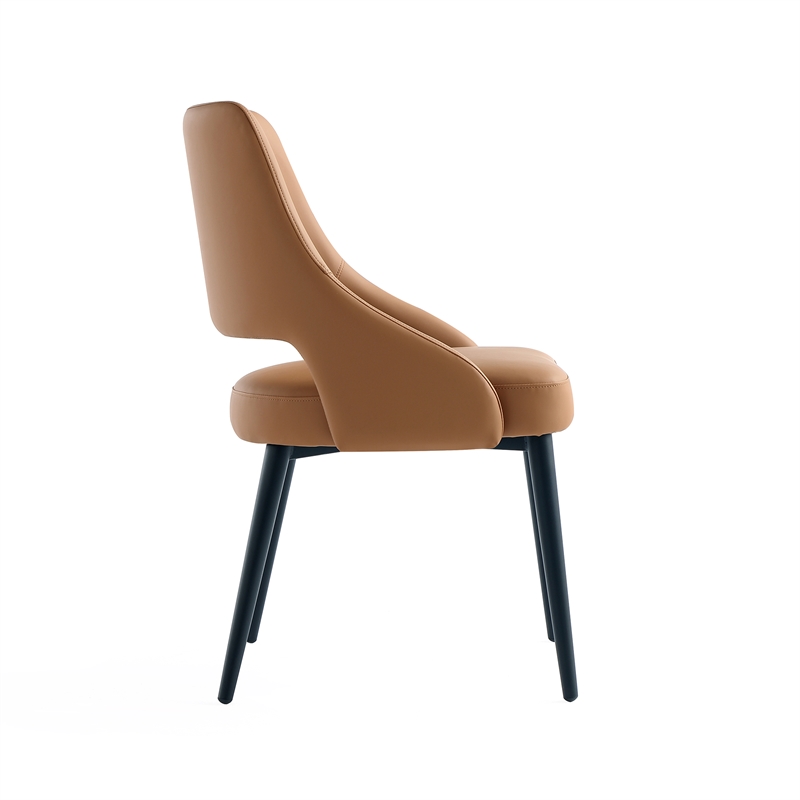 Maklaine Contemporary Saddle Leatherette Dining Chair with Metal Legs