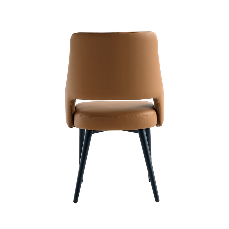 Maklaine Contemporary Saddle Leatherette Dining Chair with Metal Legs
